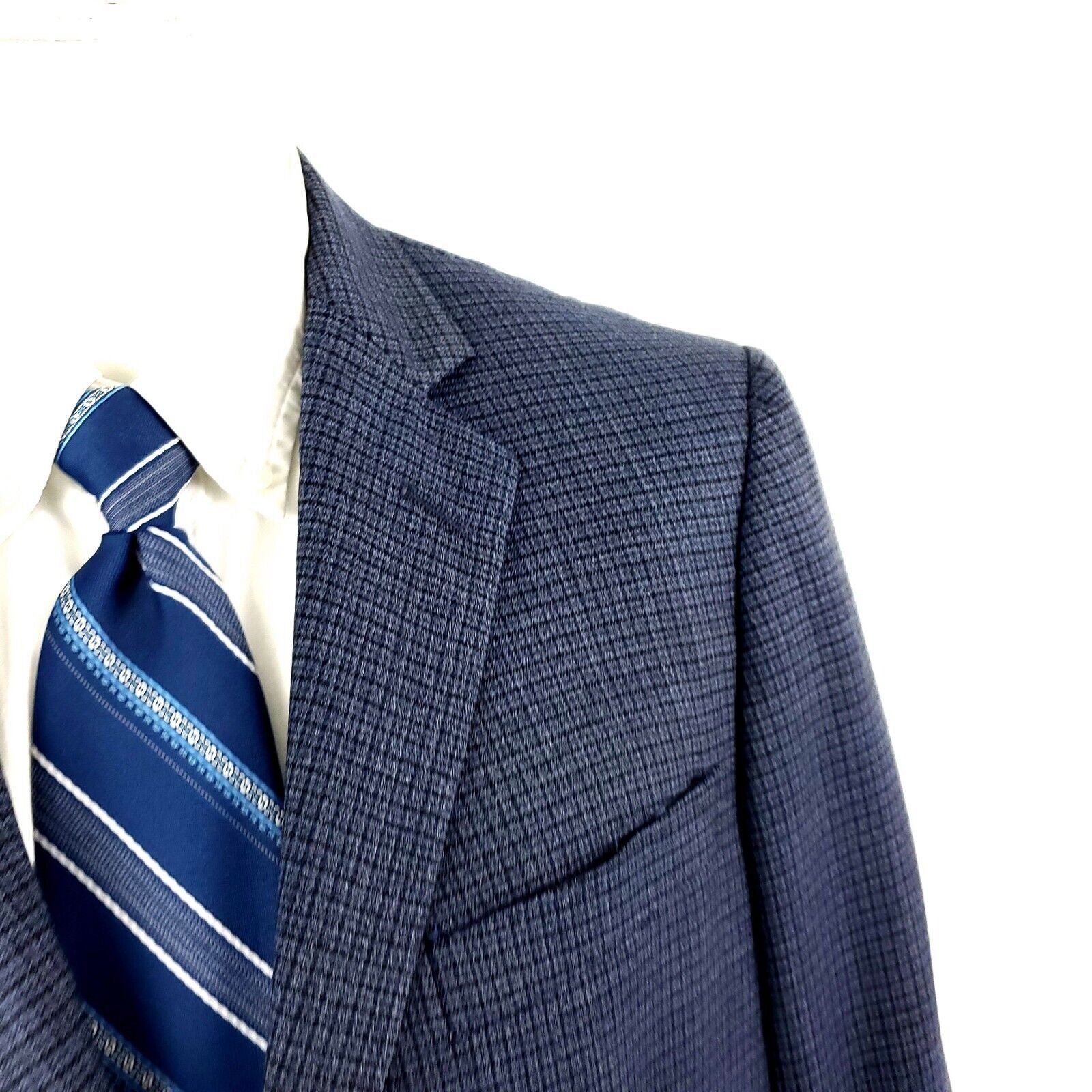 Hart Schaffner Marx Hart Schaffner Marx Wool 2 Button Blazer 40R Blue Check Mini Size 40R - 2 Thumbnail