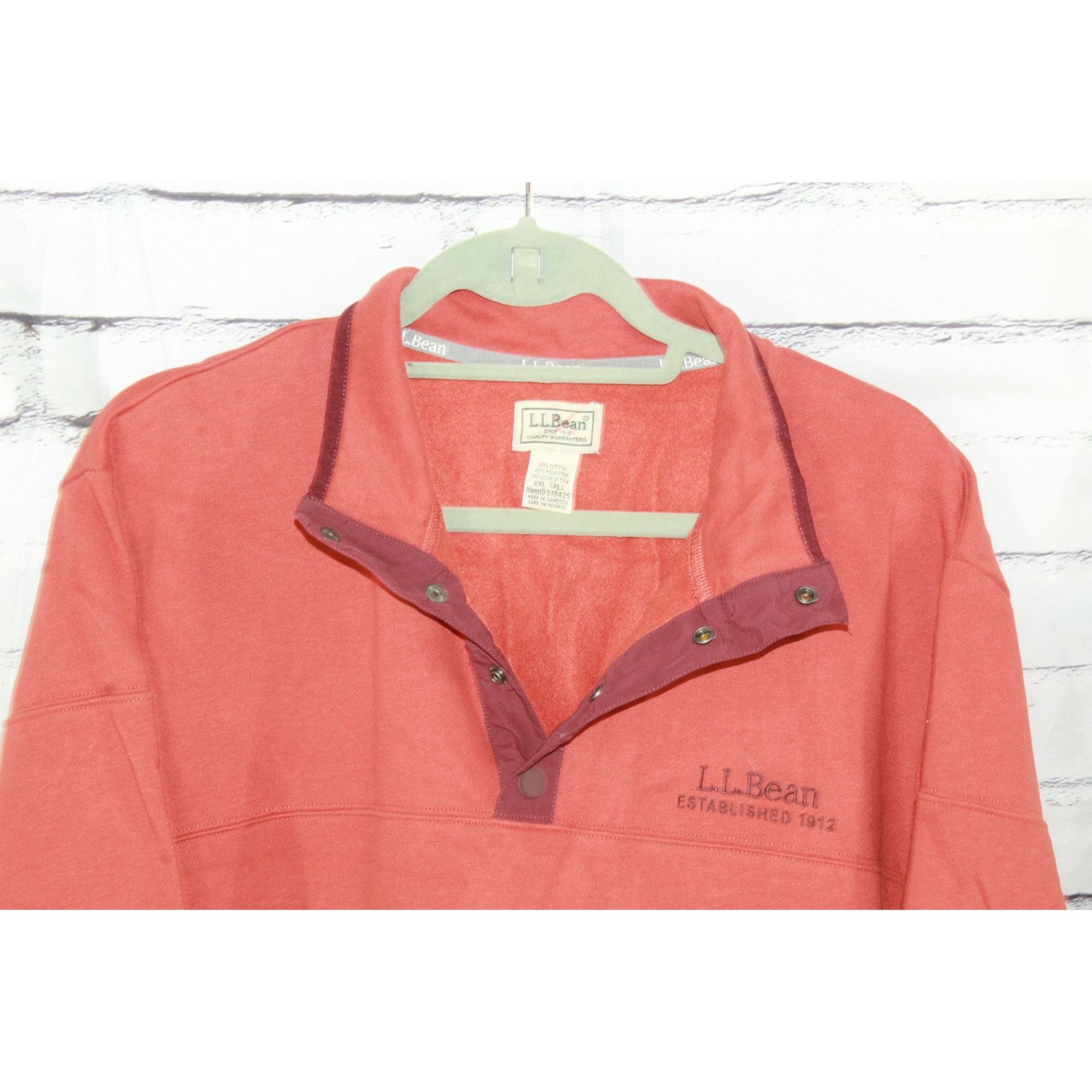 L.L. Bean LL Bean Mens Burnt Orange Snap Pullover Sweatshirt Size XXL Size US XXL / EU 58 / 5 - 4 Thumbnail