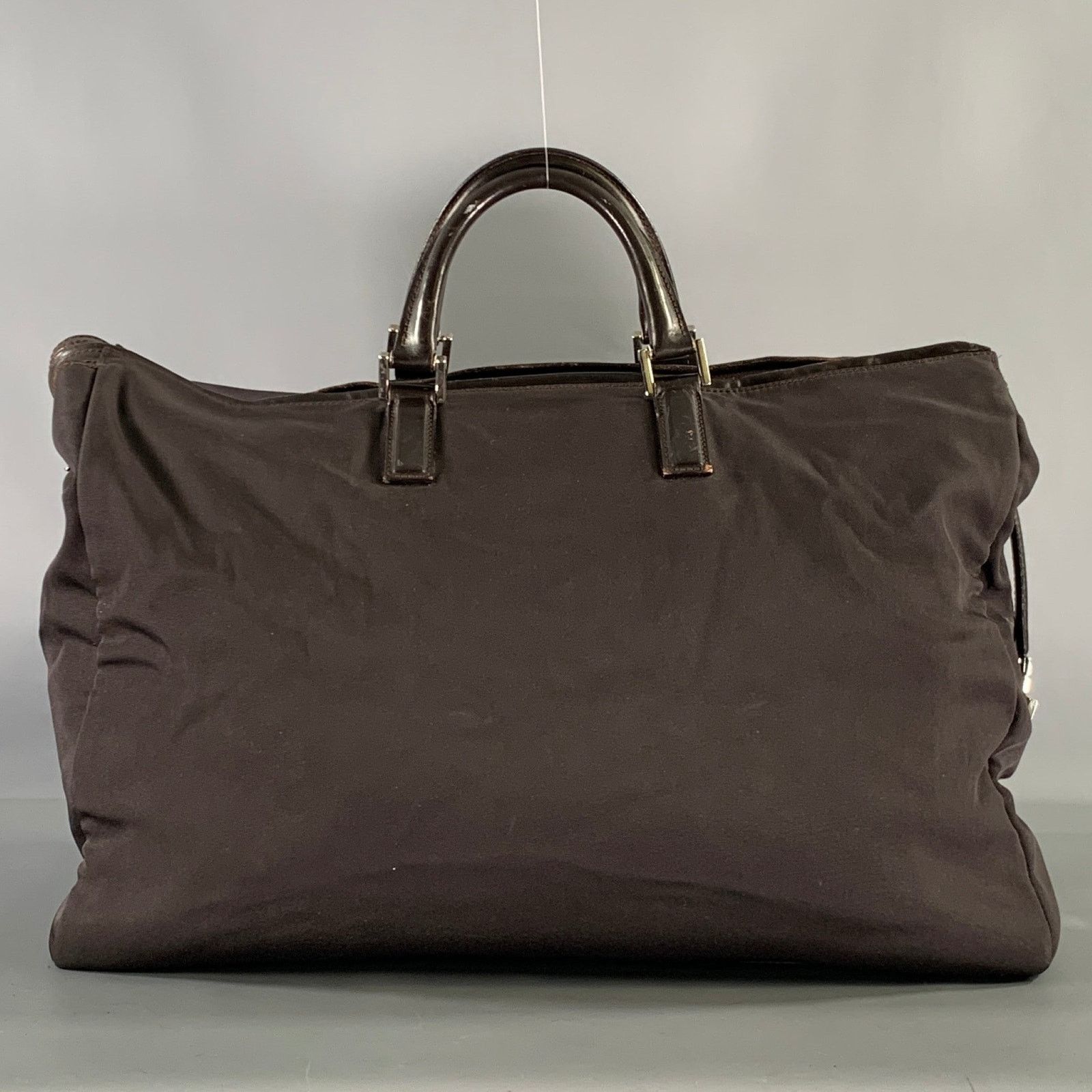 Gucci GUCCI Brown Leather Trim Nylon Weekender Bag Size ONE SIZE - 1 Thumbnail