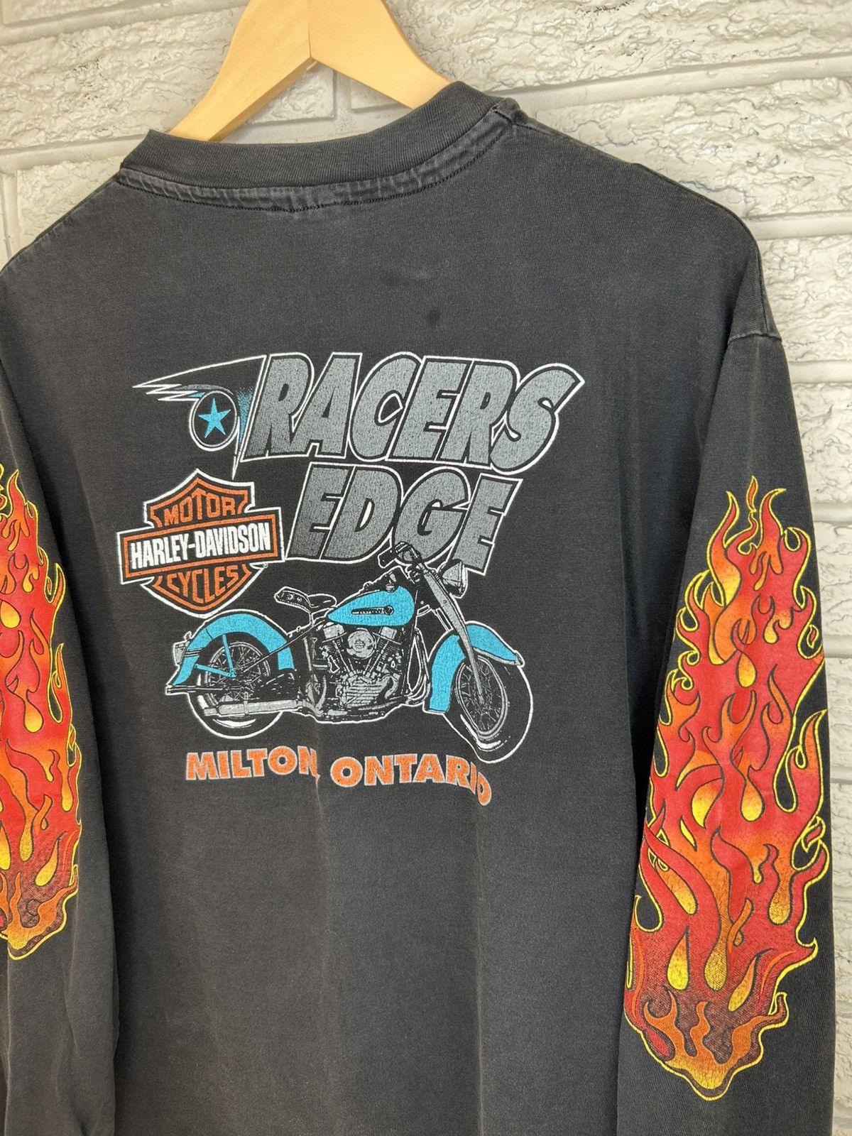 Harley Davidson RARE Vintage 80s Harley Davidson Flame Long Sleeve Shirt Size US L / EU 52-54 / 3 - 9 Thumbnail