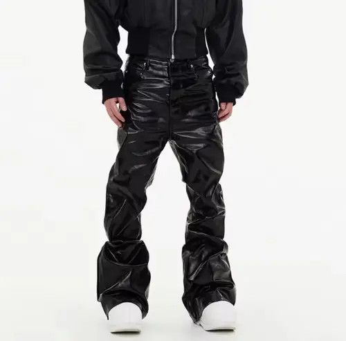 Jean Men Wide Leg Coating Glossy Leather Jean Size US 34 / EU 50 - 4 Thumbnail