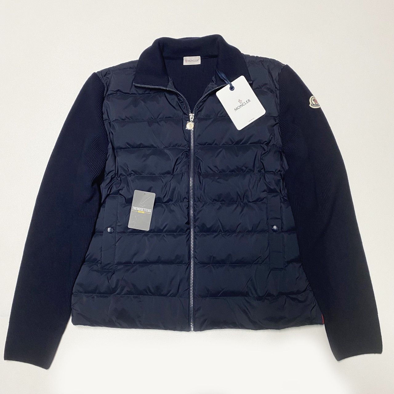 image of Moncler Tricot Padded Cardigan Mens Size 2Xl Navy Blue