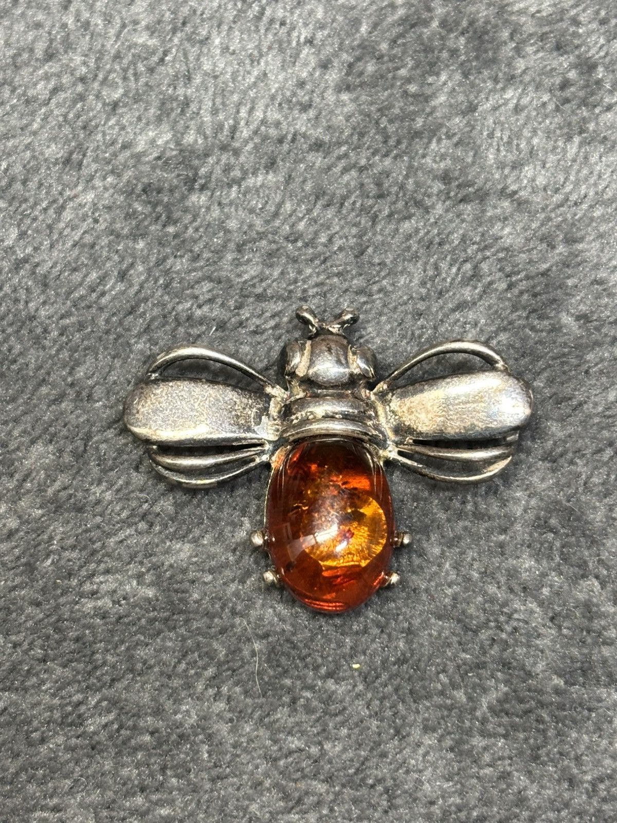 Other Baltic Amber Sterling Silver 925 Brooch Bee Insect Amber Pin Size ONE SIZE - 1 Thumbnail