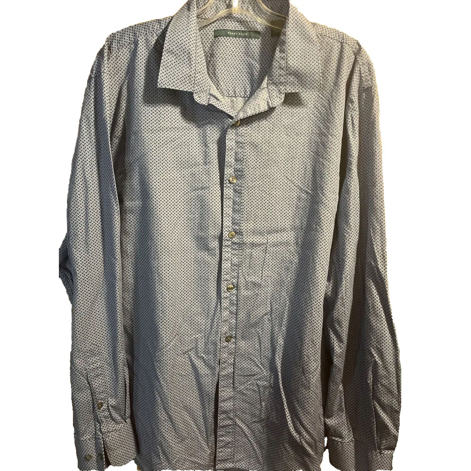 Perry Ellis Perry Ellis Men’s XXL Blue Geometric LS Button Cotton Shirt Size US XXL / EU 58 / 5 - 1 Thumbnail
