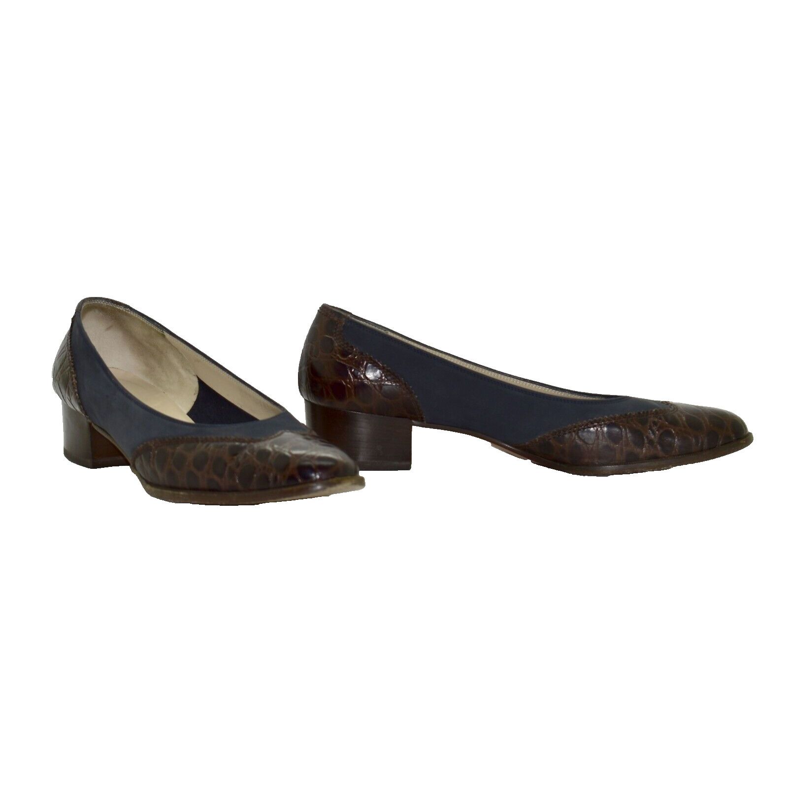 Salvatore Ferragamo SALVATORE FERRAGAMO Brown Croc Embossed Leather Pumps 7.5 Size US 7.5 / IT 37.5 - 2 Thumbnail
