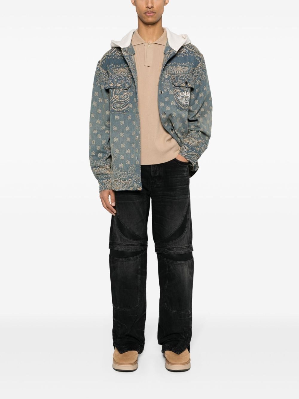 Amiri oc11z0225 Bandana Jacquard Hooded Overshirt in Blue/Beige Size US M / EU 48-50 / 2 - 3 Thumbnail