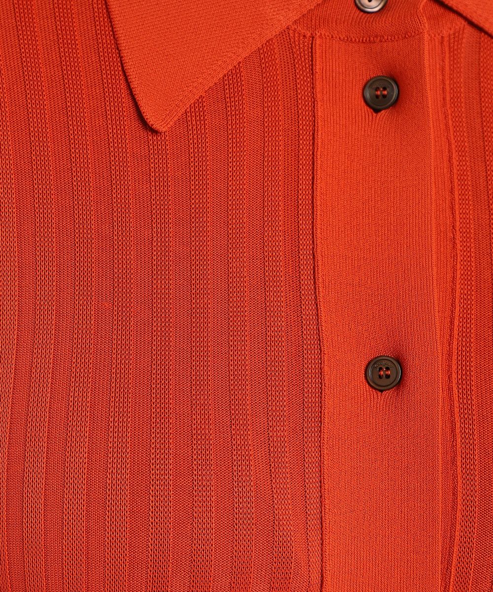 Salvatore Ferragamo o1s1rm0924 Belted Rib Knit Polo Neck Midi Dress In Orange Size XS / US 0-2 / IT 36-38 - 4 Thumbnail