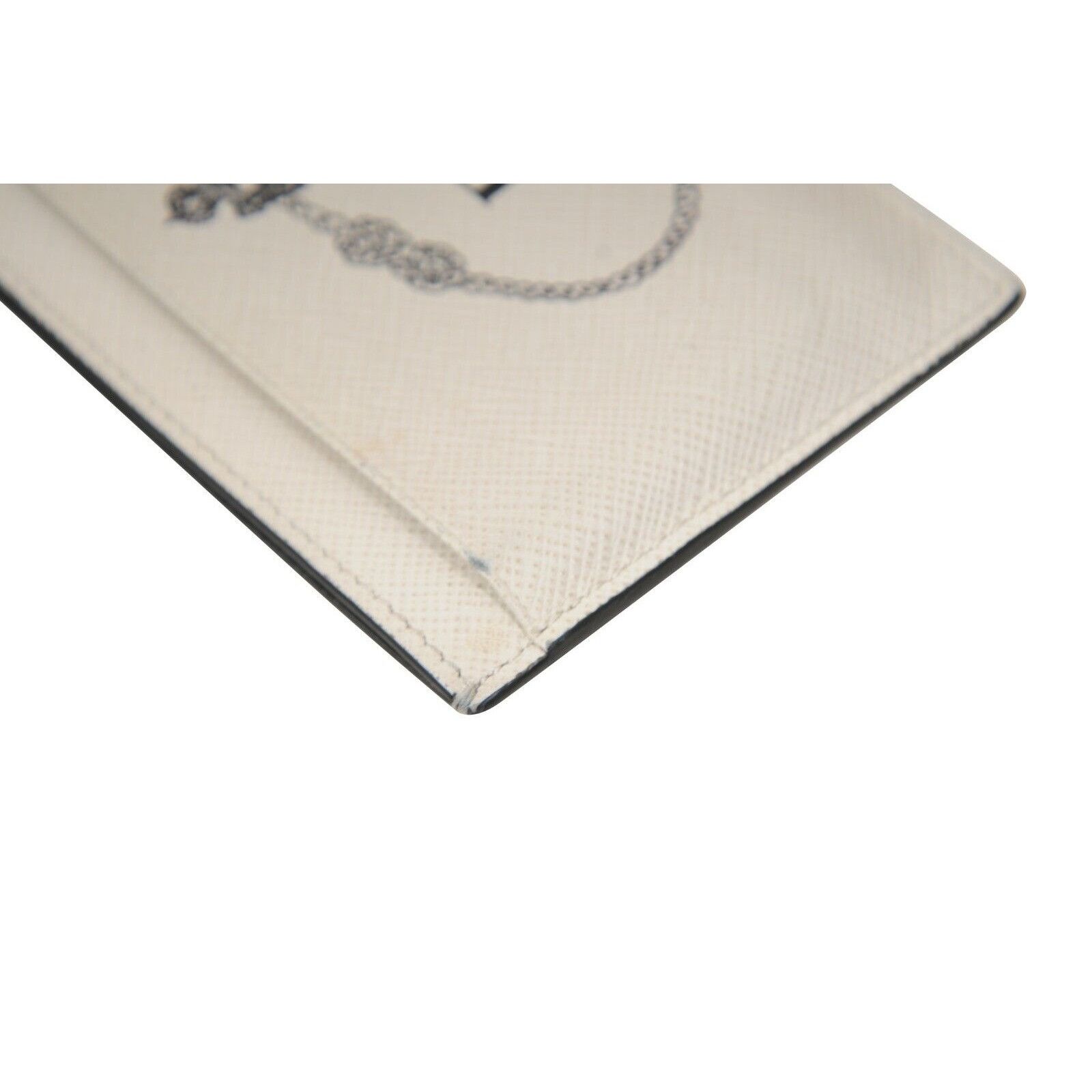 Prada Card Holder Wallet Off-White Cream Black Leather Size ONE SIZE - 6 Thumbnail
