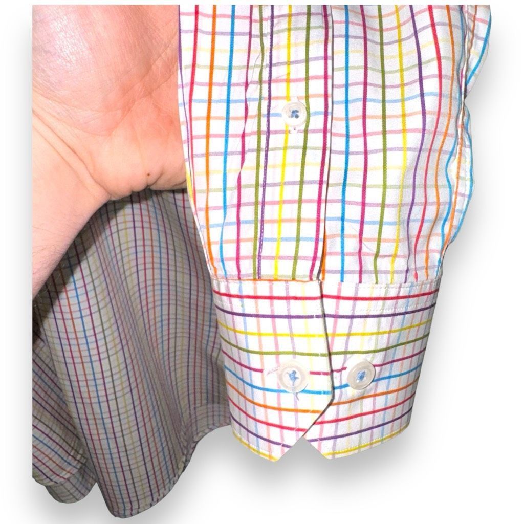 BUGATCHI Bugatchi Uomo Technicolor Check Shaped-Fit Dress Shirt 15 M Size US M / EU 48-50 / 2 - 4 Thumbnail
