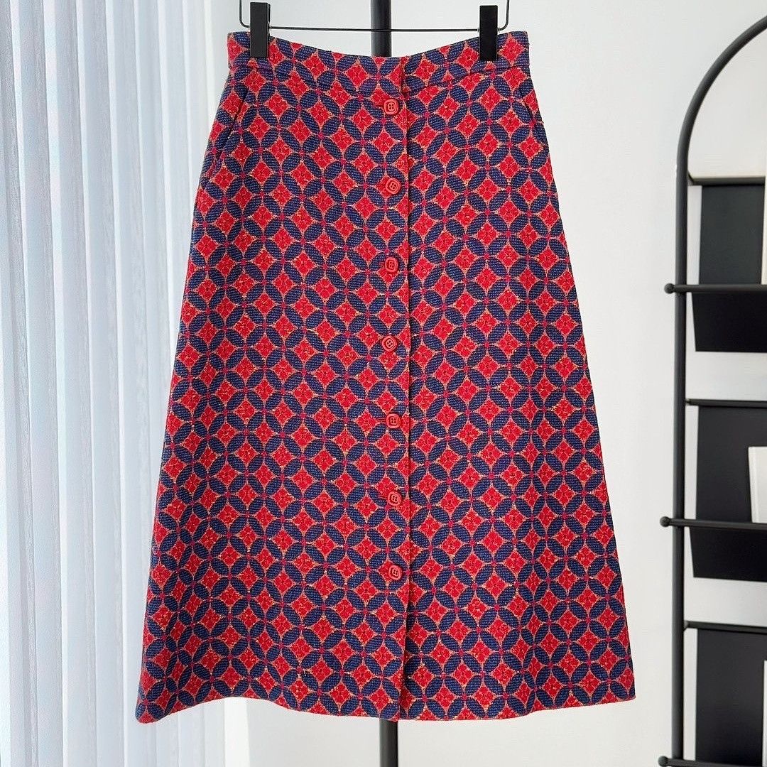 Gucci Gucci Geometric Pattern Tweed Skirt Size 40 Size 27" / US 4 / IT 40 - 1 Thumbnail