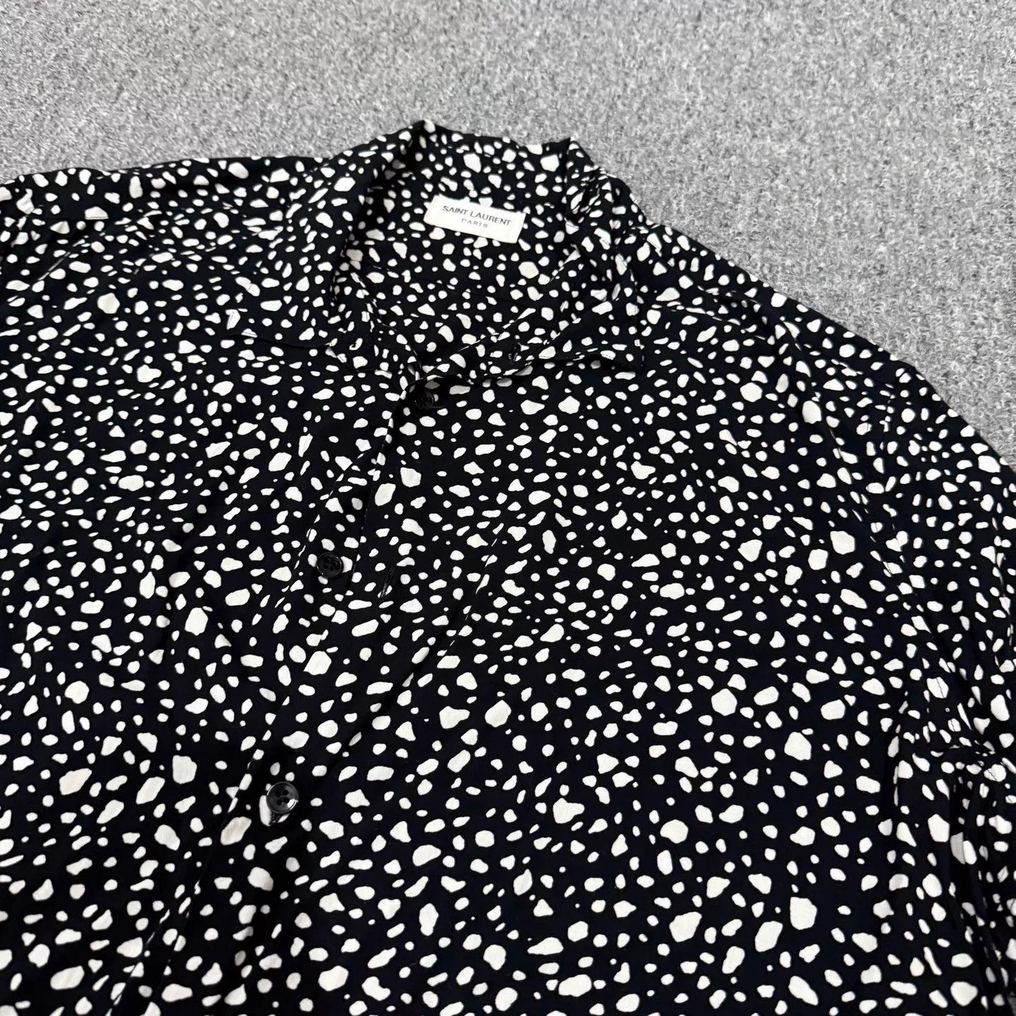 Saint Laurent Paris SLP B&W Polka Dot Leopard SS Shirt 40 99 New Size US M / EU 48-50 / 2 - 2 Thumbnail
