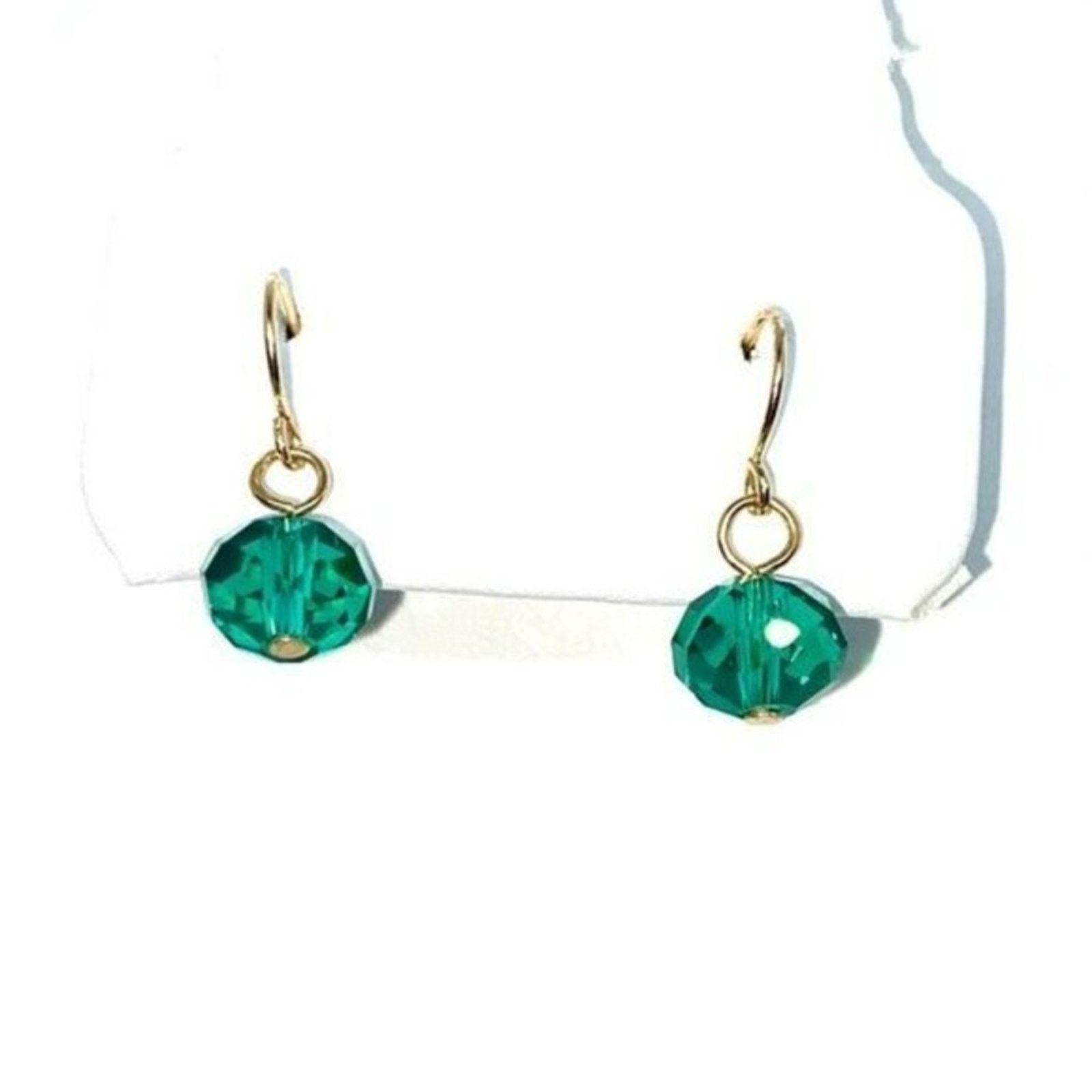 Handmade Turquoise Clear Bead Gold-Tone Dangle Earrings Size ONE SIZE - 6 Thumbnail