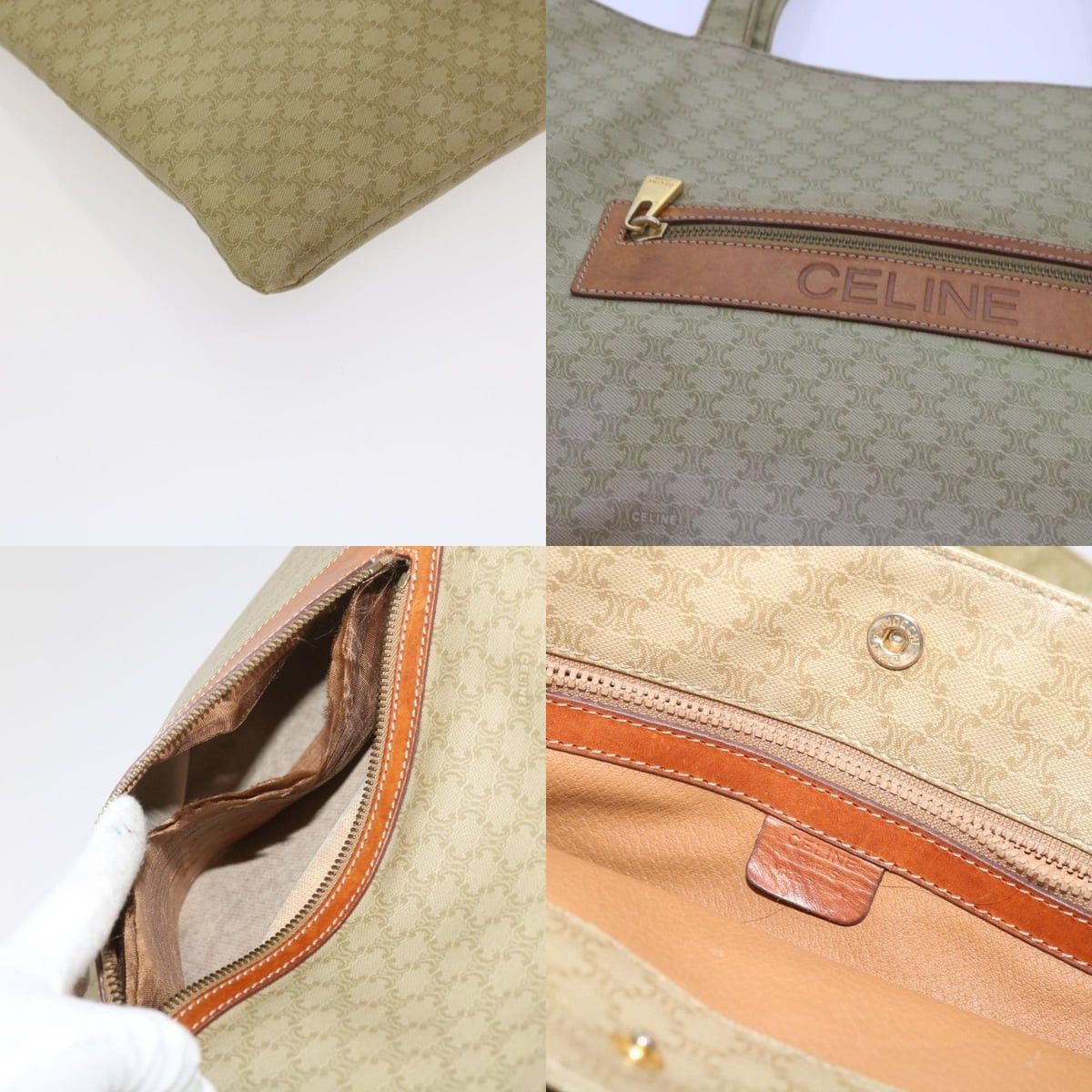 Celine CELINE Macadam Canvas Tote Bag Beige Size ONE SIZE - 11 Thumbnail