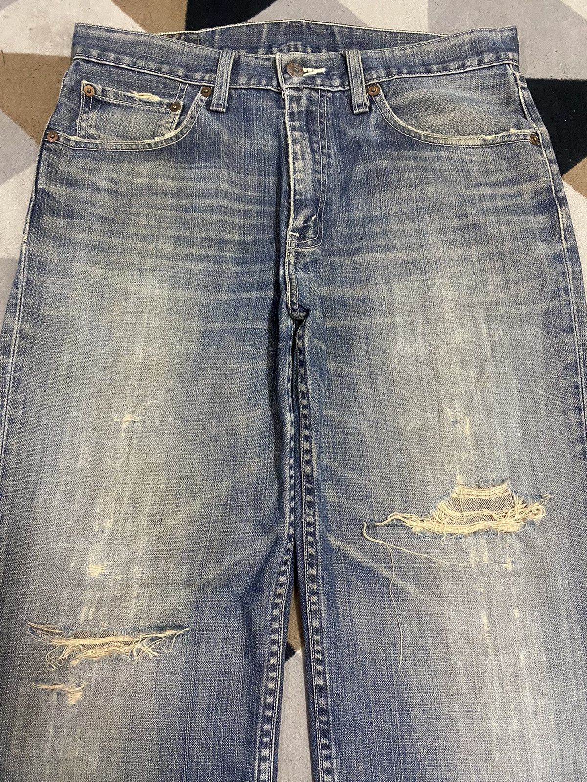 Levi's Vintage Levis 502 90s Distressed Loose Jeans Size US 31 - 3 Thumbnail