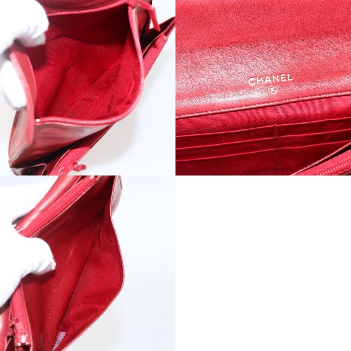 Chanel Chanel Long Wallet Caviar Skin Red Gold CC Size ONE SIZE - 7 Thumbnail