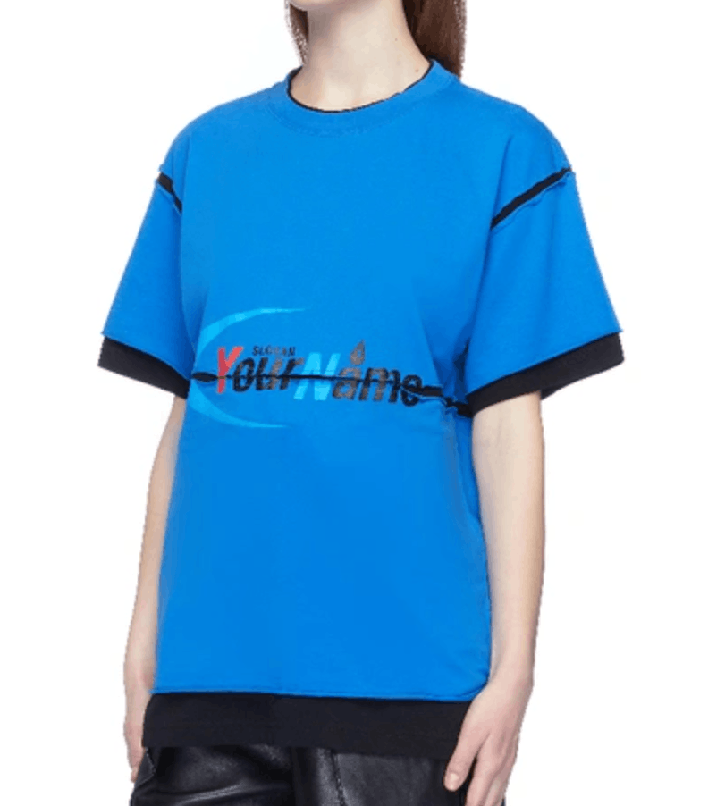 Vetements Blue Company Slogan Logo Patchwork T-Shirt Size M / US 6-8 / IT 42-44 - 2 Thumbnail