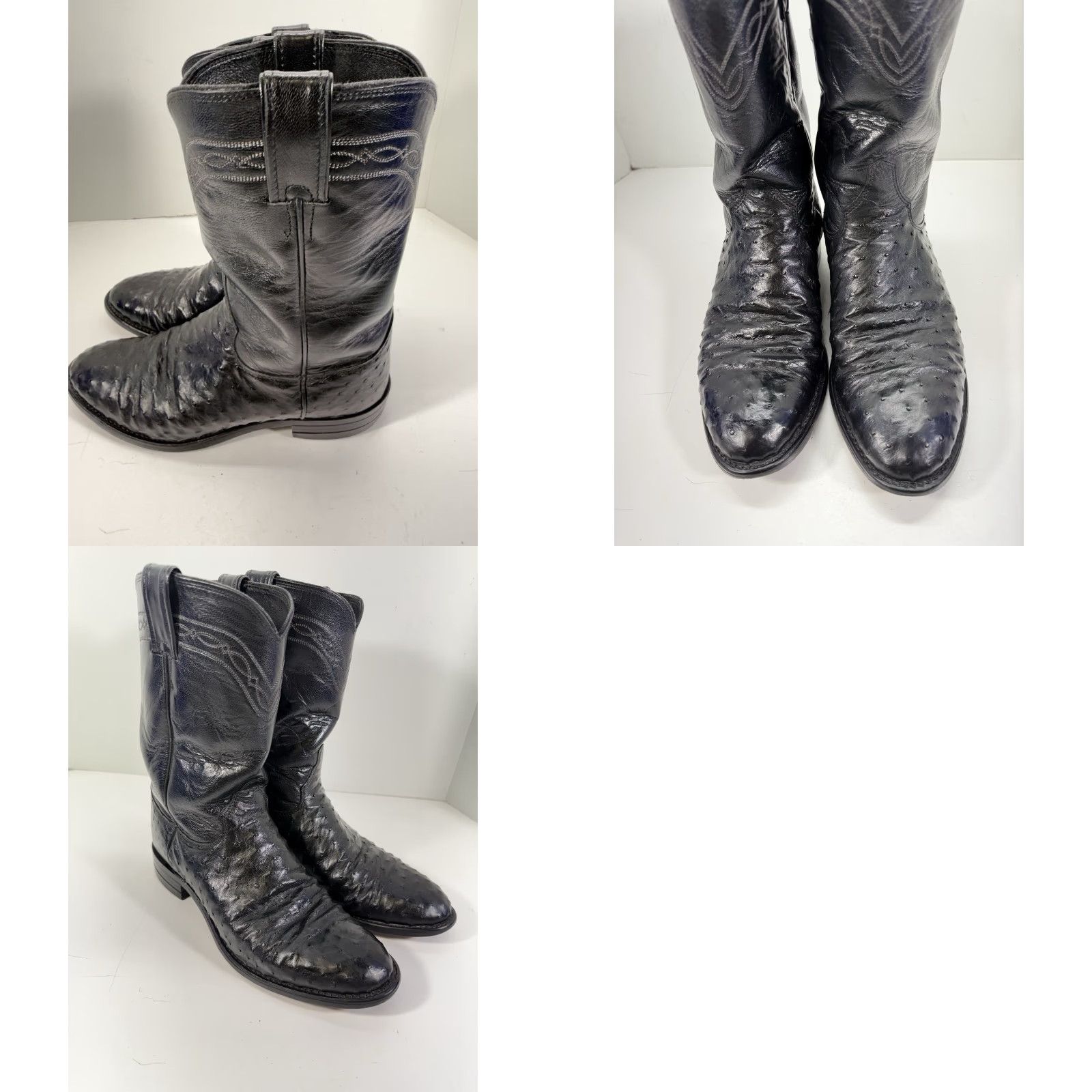 Justin Boots Justin Full Quill Ostrich Boots Men 7.5 EE Wide Black Leather Western 3171 Size US 8 / EU 41 - 10 Thumbnail