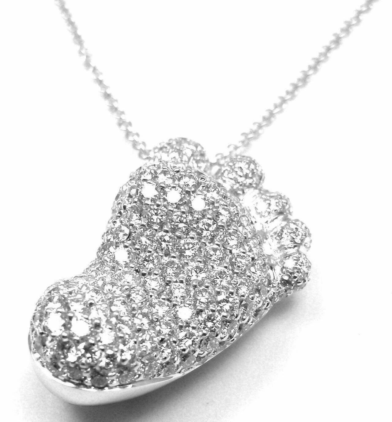 Pasquale Bruni White Gold Diamond Foot Prints Orme Necklace