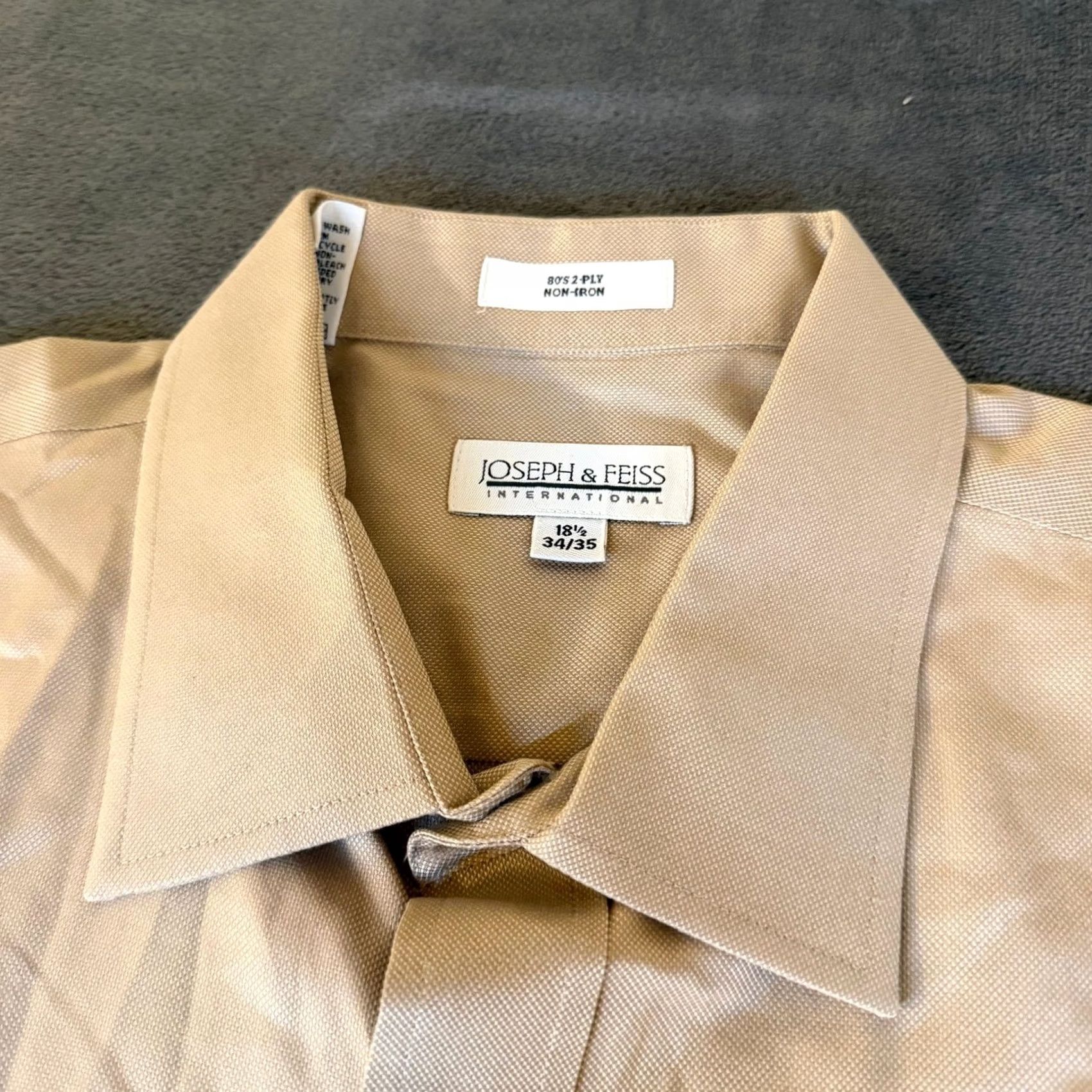 Joseph VINTAGE Joseph & Feiss International Tan 80s 2-Ply Non-Iron Button Up Shirt Mens 18.5 Size US XXL / EU 58 / 5 - 2 Thumbnail