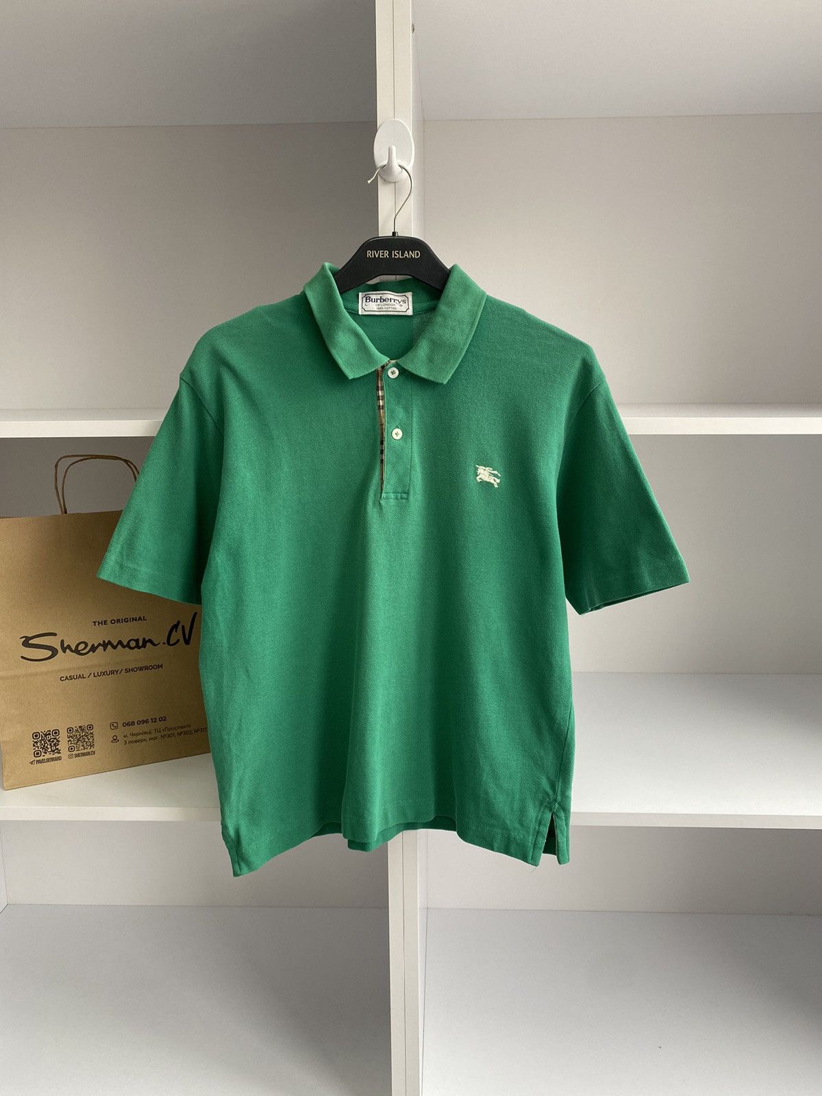 Burberry × Vintage Vintage Burberry Green Polo T-Shirt Size US S / EU 44-46 / 1 - 2 Thumbnail