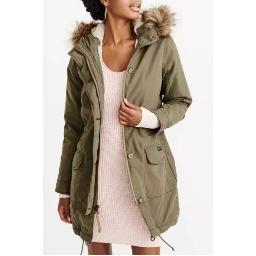 Abercrombie & Fitch Abercrombie & Fitch Sherpa Lined Parka - XXS - Navy Green Size XXS / US 00 / IT 34 - 1 Thumbnail