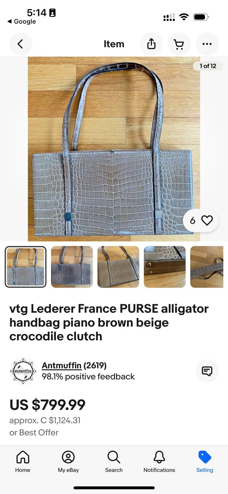 Leather × Vintage Lederer 80s Crocodile Pattern Leather Bag Size ONE SIZE - 9 Thumbnail