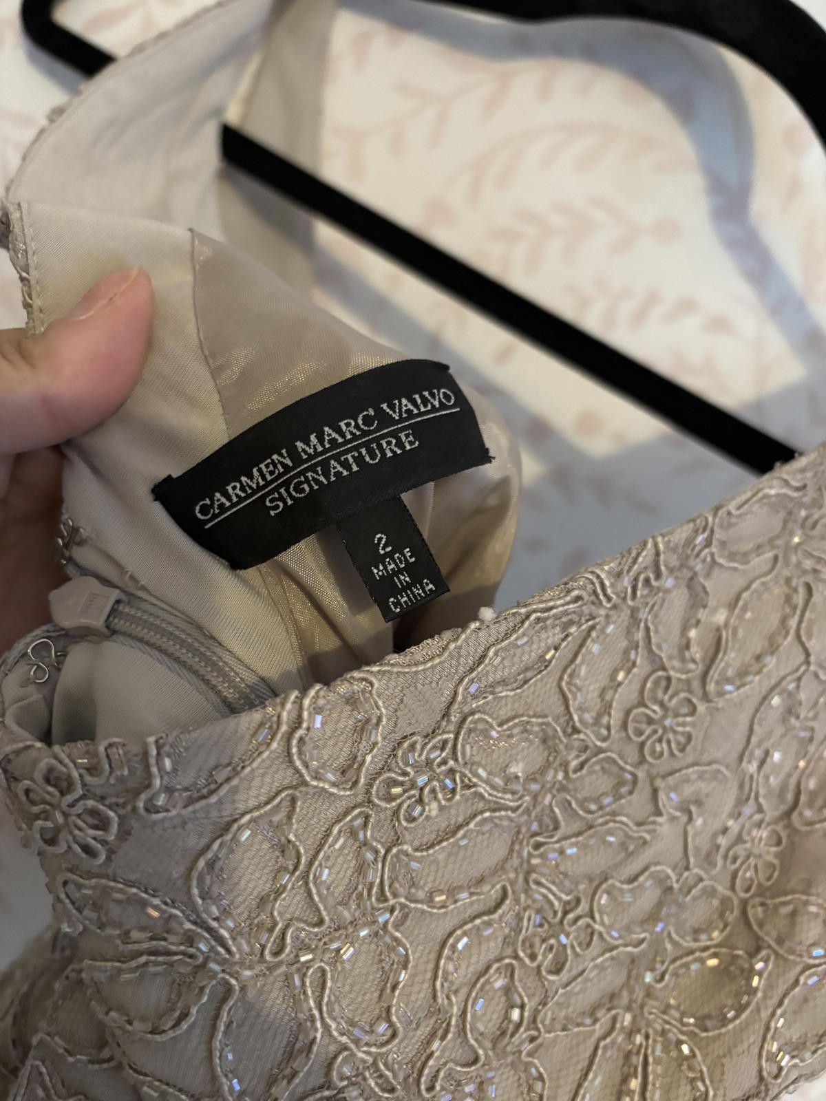 Other Carmen Marc Valvo Signature Beaded Women's Cocktail Dress Size XS / US 0-2 / IT 36-38 - 8 Thumbnail