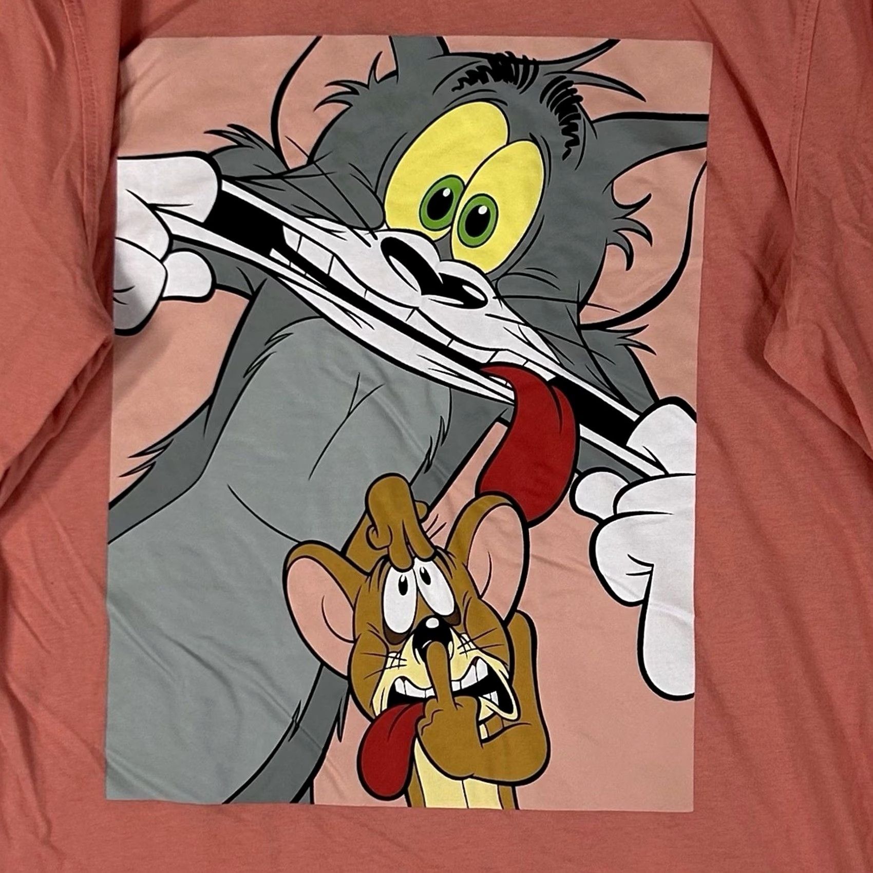 Logo 7 Tom and Jerry Long Sleeve T-Shirt Mens L Orange Graphic Print Logo Top Size US L / EU 52-54 / 3 - 2 Thumbnail