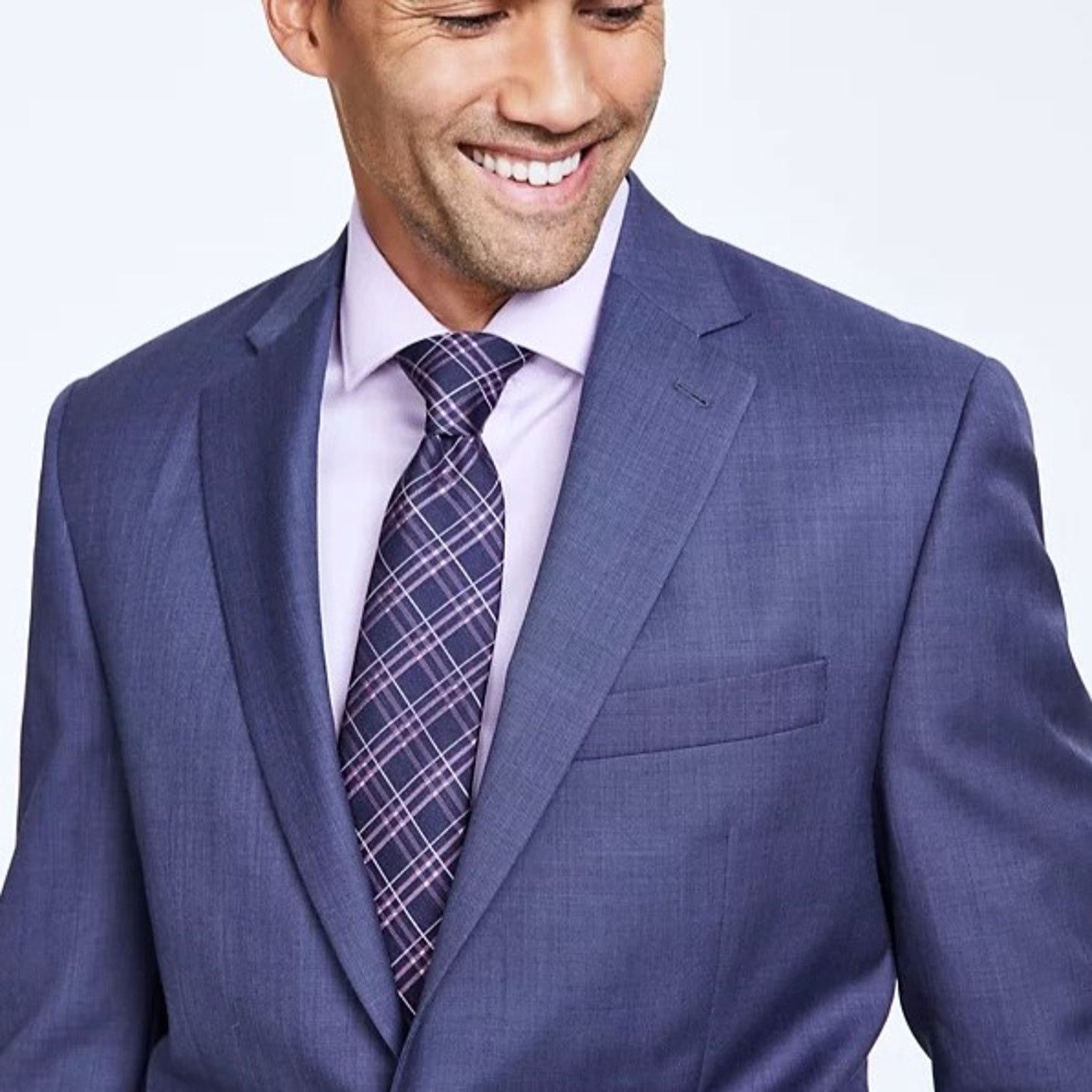 Michael Kors Michael Kors Men's Light Blue Wool-Blend Suit Blazer 54R Size 54R - 3 Thumbnail