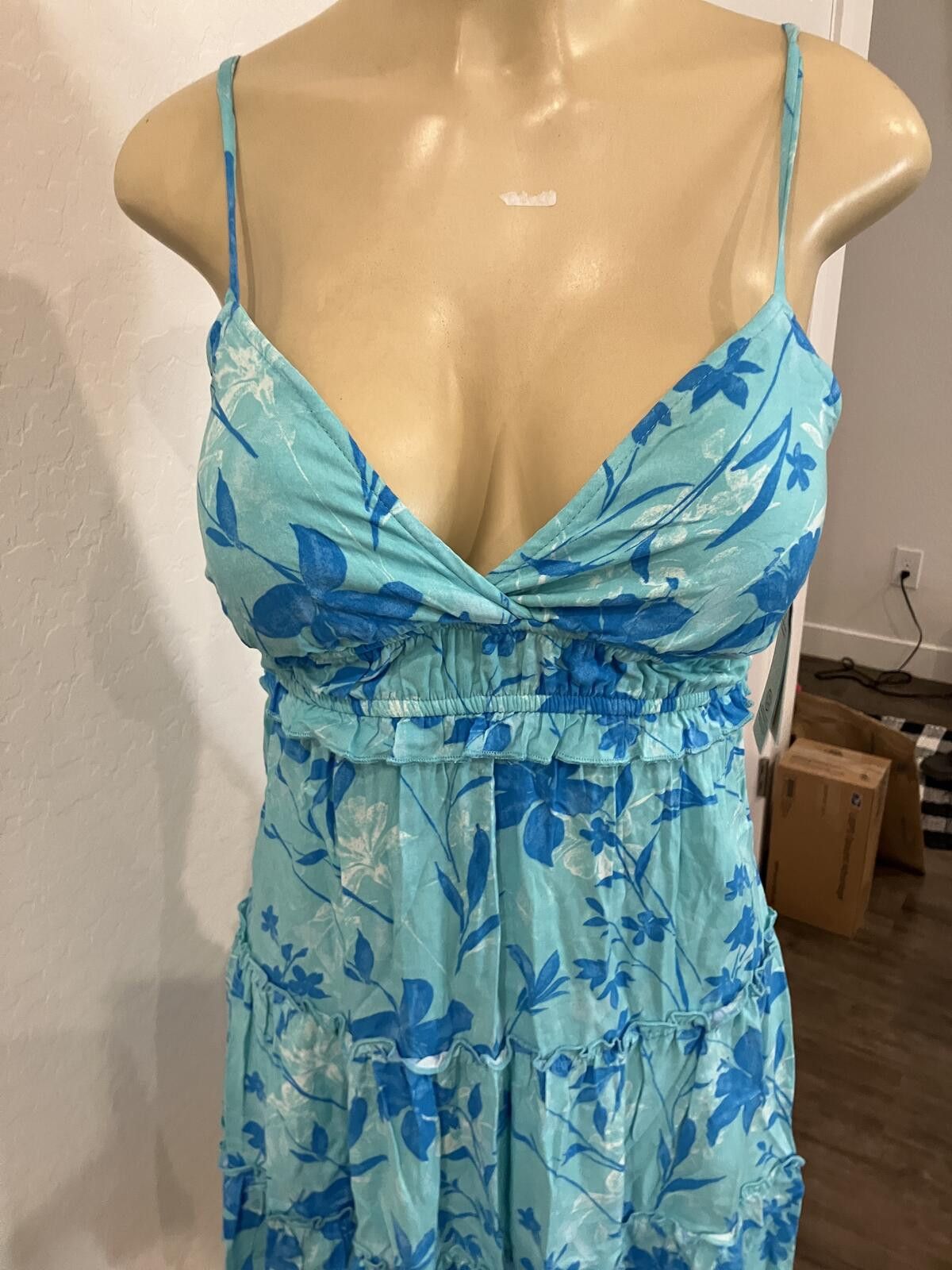 Other NWT Light Blue Floral Spaghetti Strap Summer Dress Size XS / US 0-2 / IT 36-38 - 4 Thumbnail
