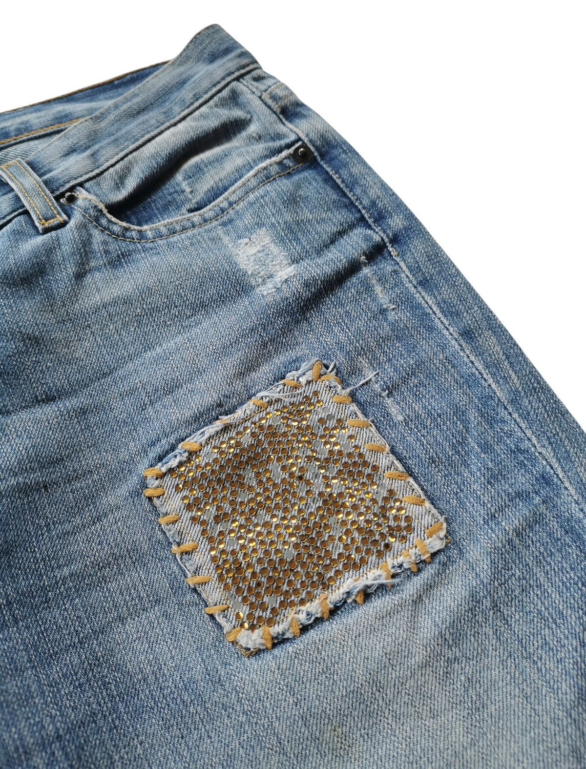 Bebe RARE Flared Bebe Denim Carmen Patchwork Jeans Size 29" - 5 Thumbnail