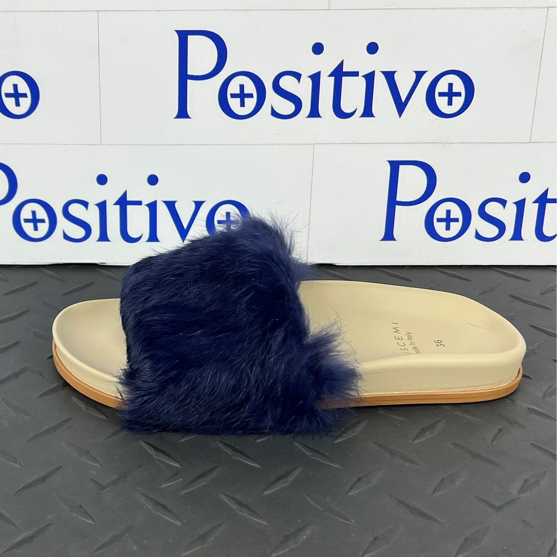 Buscemi Slide Fur Clot Purple Leather Slippers US 7 EU 37