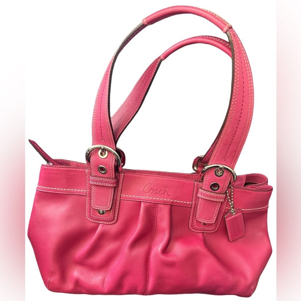 Coach Coach Hampton SoHo Leather Tote Raspberry Pink Satchel EUC Size ONE SIZE - 1 Thumbnail