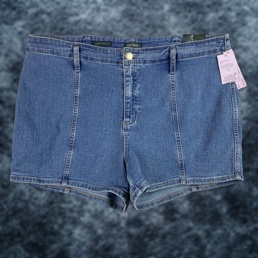 Vintage Wild Fable Shorts Womens Juniors 17 High Rise Denim 3.5 Inseam Med Wash Blue Casual Beach 90s Womens Shorts Size 38" / US 16 / IT 52 - 1 Thumbnail