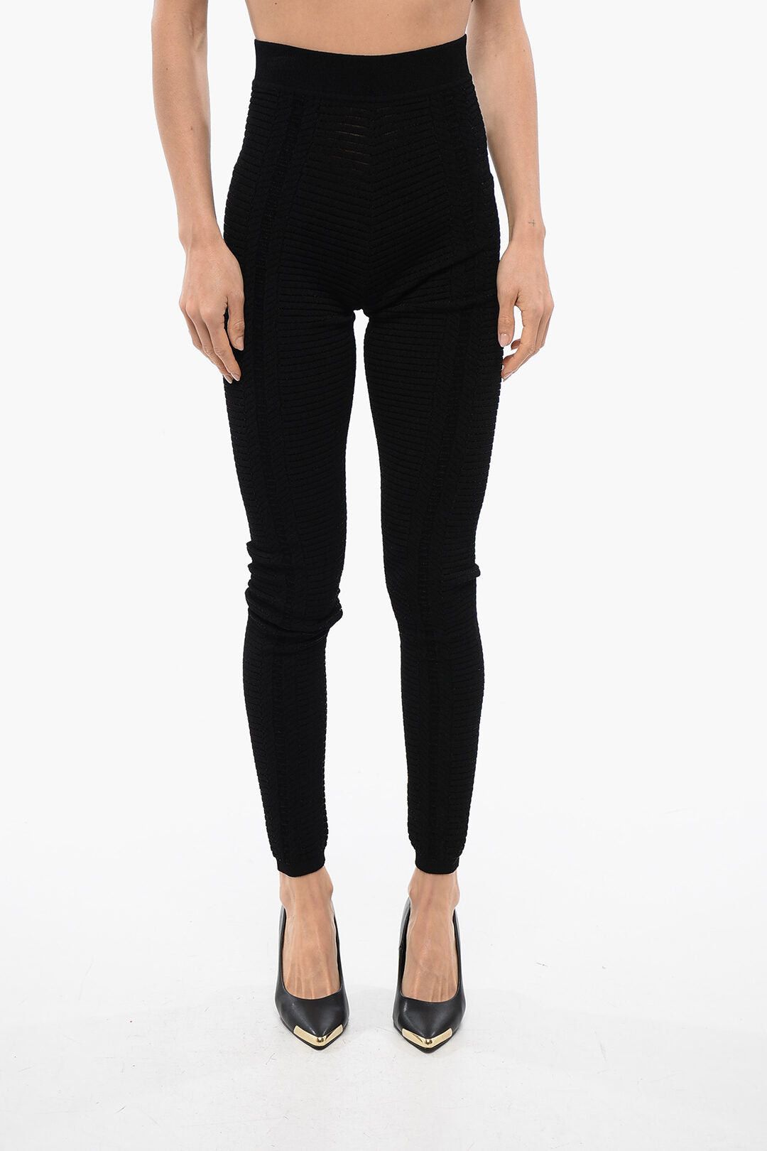 Balmain High-Waist Open-Knit Leggings Size 27" / US 4 / IT 40 - 1 Thumbnail
