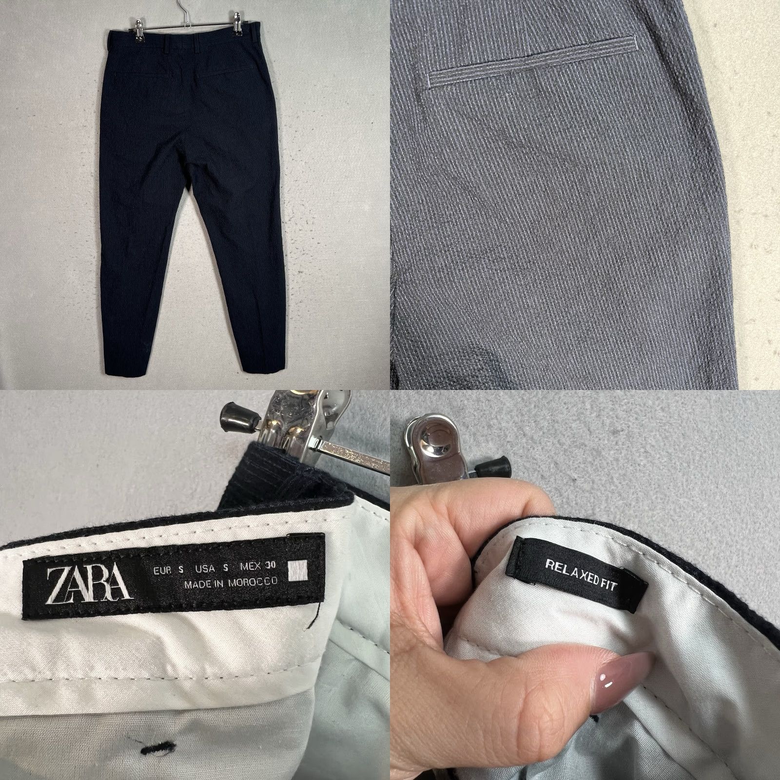 Zara VINTAGE Zara Seersucker Pants Womens Small Blue Slim Leg Relaxed Fit Size 28" / US 6 / IT 42 - 8 Thumbnail