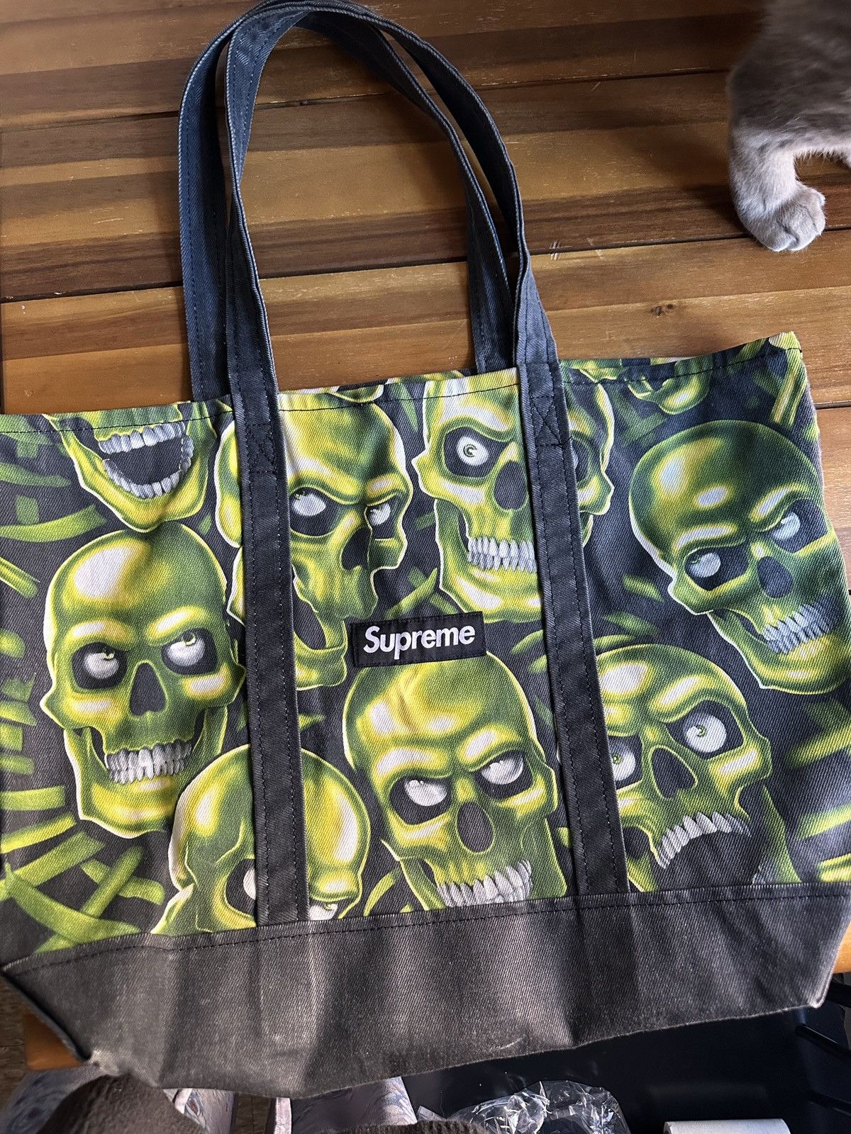 Supreme SS18 Supreme Skull Pile Denim Tote Black | Grailed