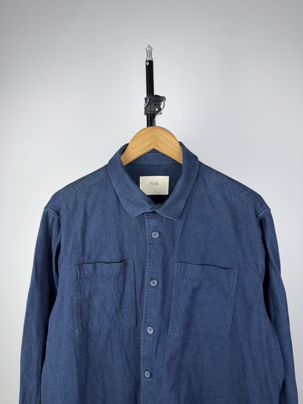 Folk Luxury Designer 00s FOLK Flannel Navy Shirt Size US L / EU 52-54 / 3 - 2 Thumbnail