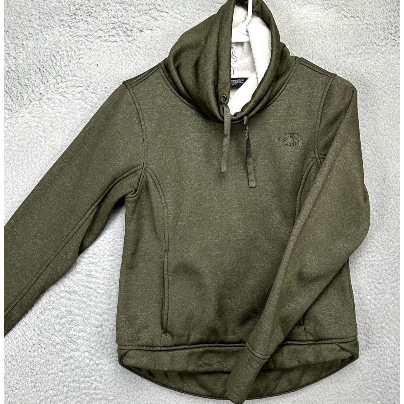 The North Face The North Face Cowl Neck Sweatshirt Womens XS Olive Fleece Lined Logo Pullover Long Sleeve Casual Outdoor Comfort Size XS / US 0-2 / IT 36-38 - 4 Thumbnail