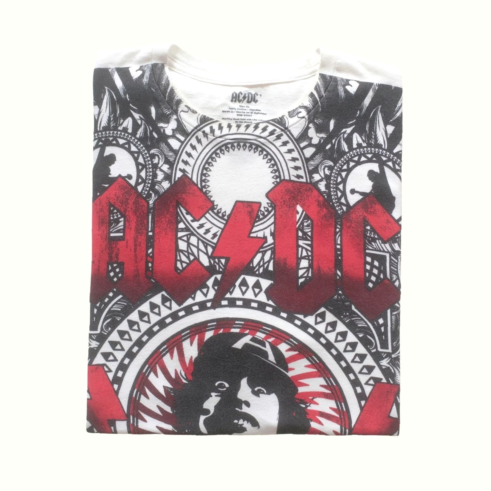 Etro VINTAGE ACDC T-SHIRT White Graphic Print 90s Rock Mens XL Size US XL / EU 56 / 4 - 2 Thumbnail