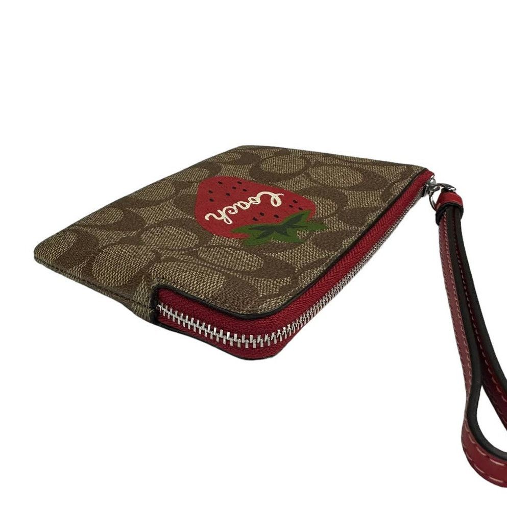Coach Coach Corner Zip Wristlet Canvas With Wild Strawberry Size ONE SIZE - 4 Thumbnail