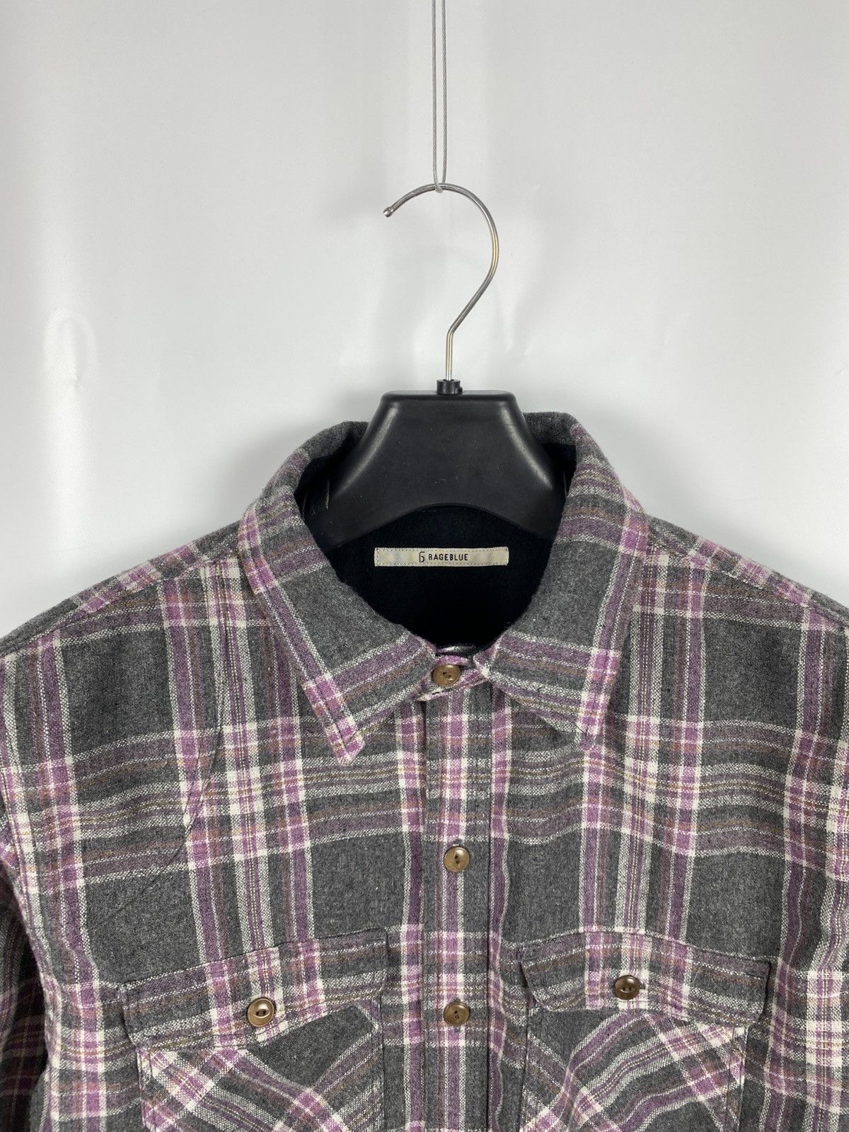 RAGEBLUE Rageblue Plaid Flannel Wool Shirt Jacket size L Size US L / EU 52-54 / 3 - 4 Thumbnail