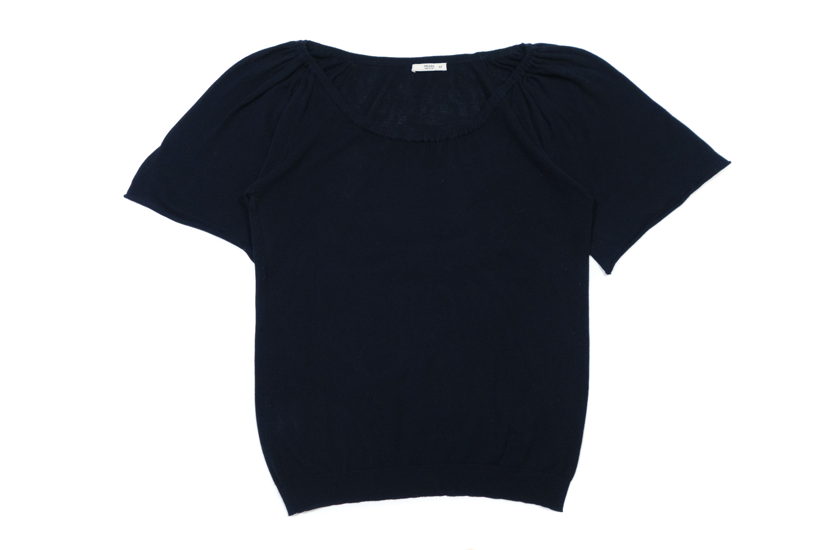 Prada Prada Fine Knit Short Sleeve Scoop Neck Top Made in Italy Size M / US 6-8 / IT 42-44 - 1 Thumbnail