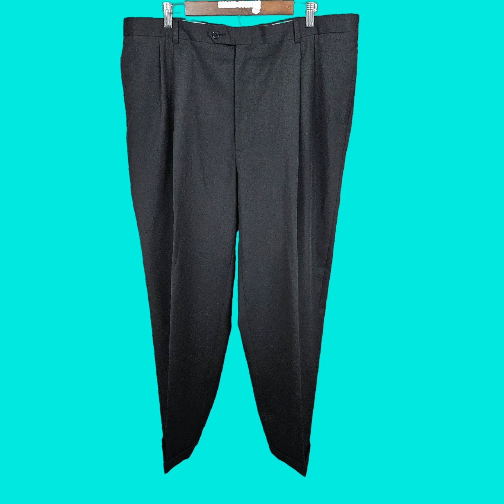Austin Reed Austin Reed Black 100% Wool Signature Pleated Cuffed Dress Pants 42 Men Size US 42 / EU 58 - 1 Thumbnail