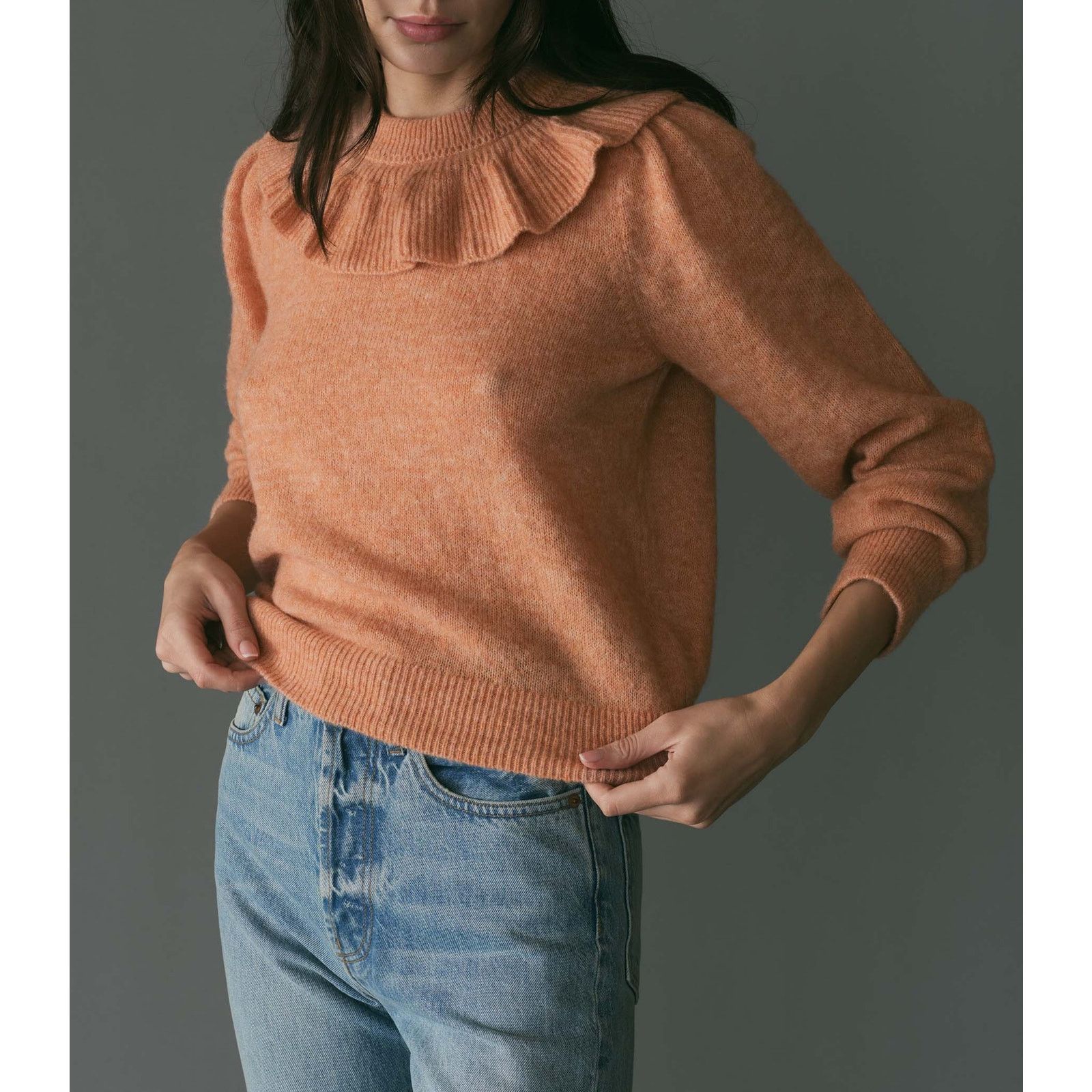 DOEN Doen Azaria Alpaca Wool Ruffle neck sweater in Coral sz XS Size XS / US 0-2 / IT 36-38 - 1 Thumbnail