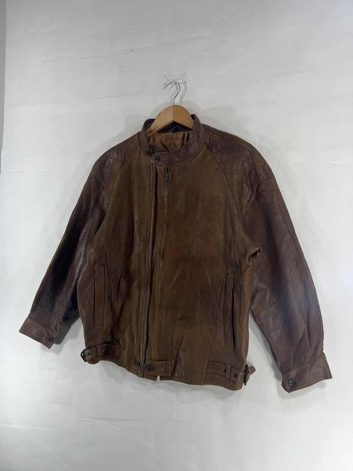 Genuine Leather × Vintage Vintage Rare Design Leather Jacket Size US L / EU 52-54 / 3 - 4 Thumbnail