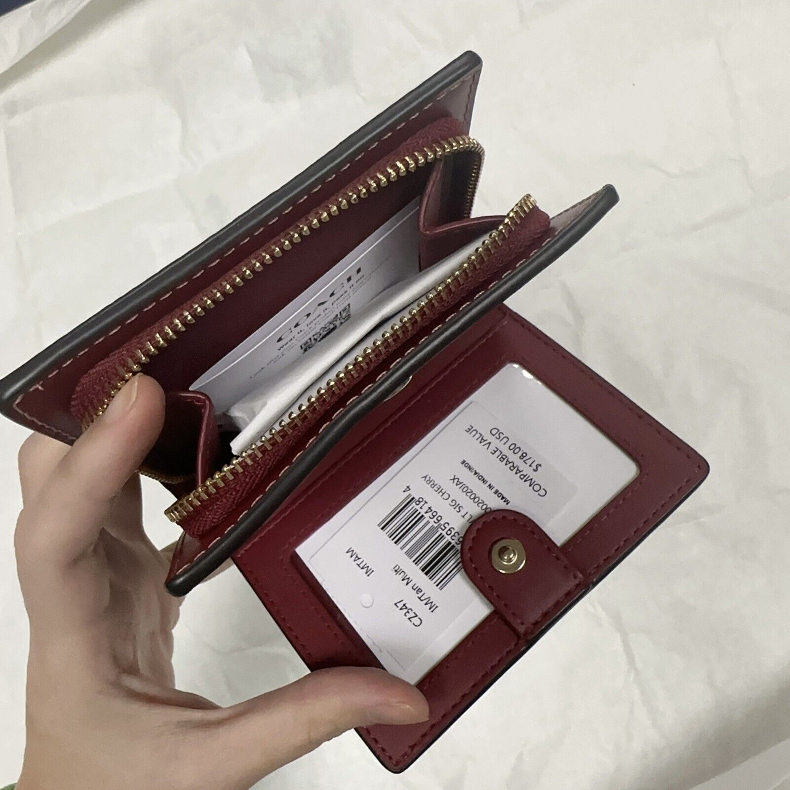 Coach NWT Limited Coach Snap Wallet CZ347 Canvas Pink Cherry Size ONE SIZE - 10 Thumbnail