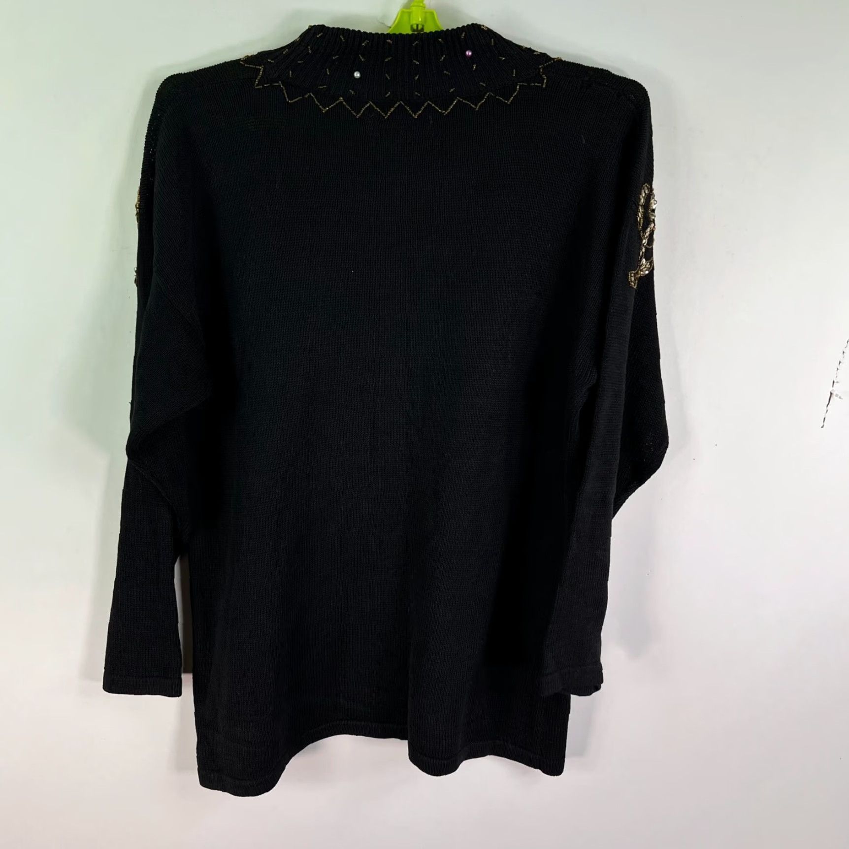 Vintage VINTAGE Bonnie Evans Sweater Shirt Womens L Black Geometric Jewel Sequin Glitter 80s Holiday Pullover Long Sleeve Size L / US 10 / IT 46 - 5 Thumbnail