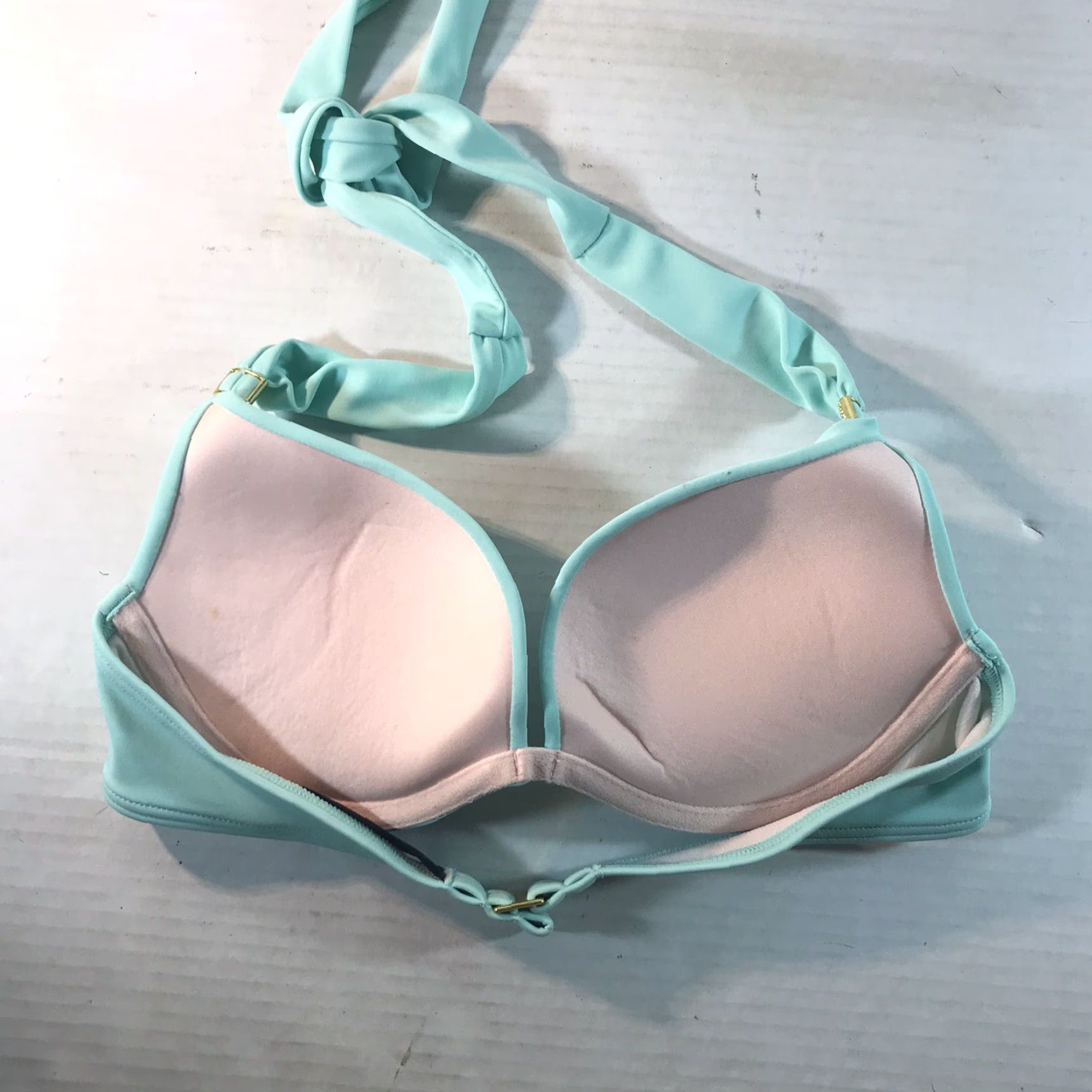 Swims Smart & Sexy Women’s Mint Green Push Up Bikini Top Halter Padded Swimwear 34B Size XXS / US 00 / IT 34 - 2 Thumbnail