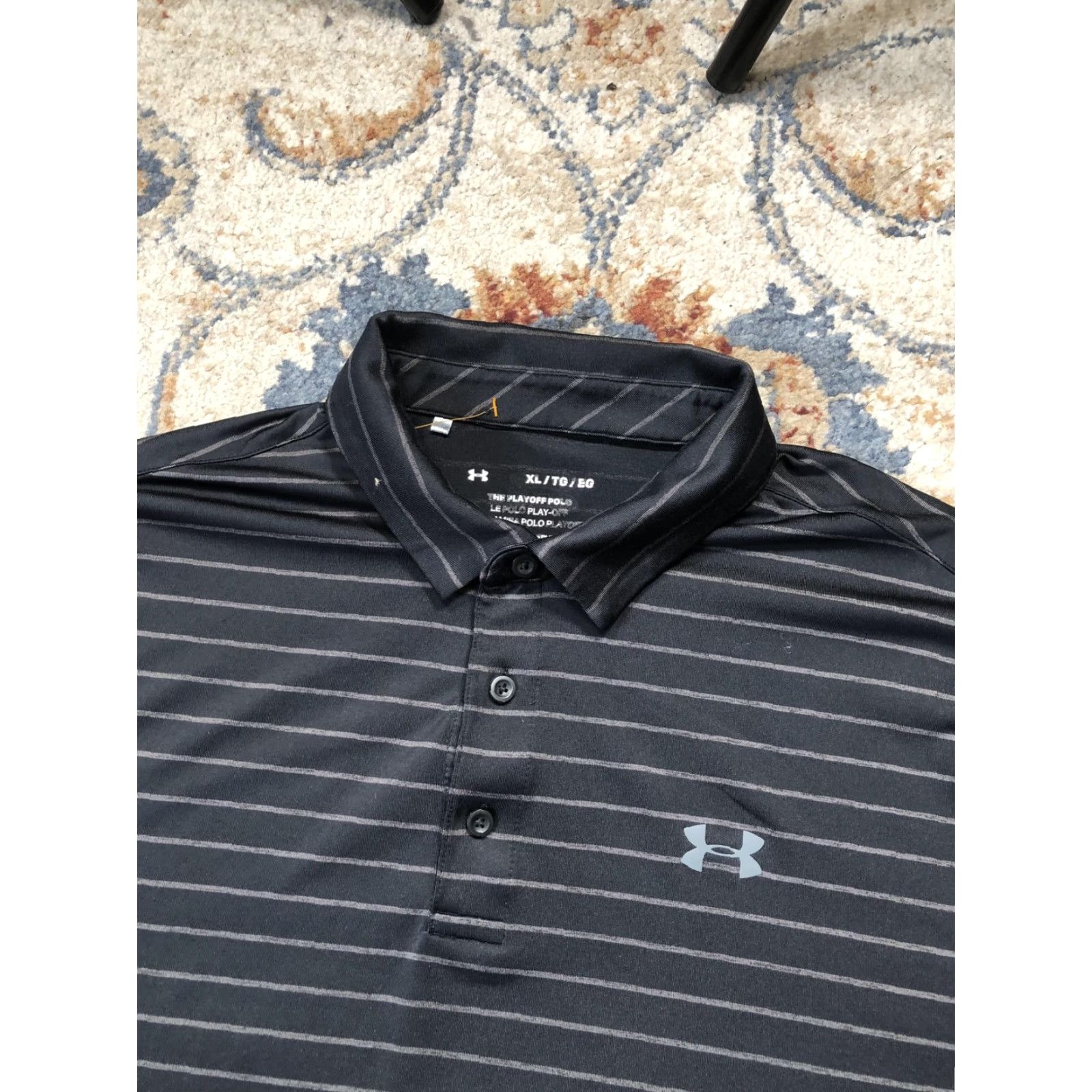 Under Armour Under Armour Polo Shirt Mens XL Black Striped Playoff Golf Performance Shirt Size US XL / EU 56 / 4 - 6 Thumbnail